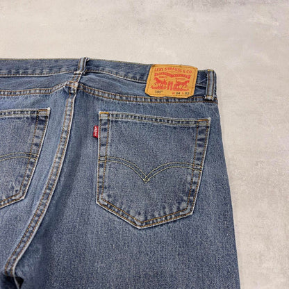 Blue Levis 505 jeans W34L32 blue straight leg y2k style pants red tab logo