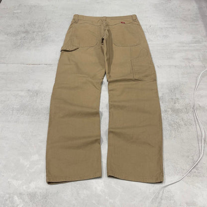 Tan Wrangler carpenter pants W32L32 loose cargo skater style jeans