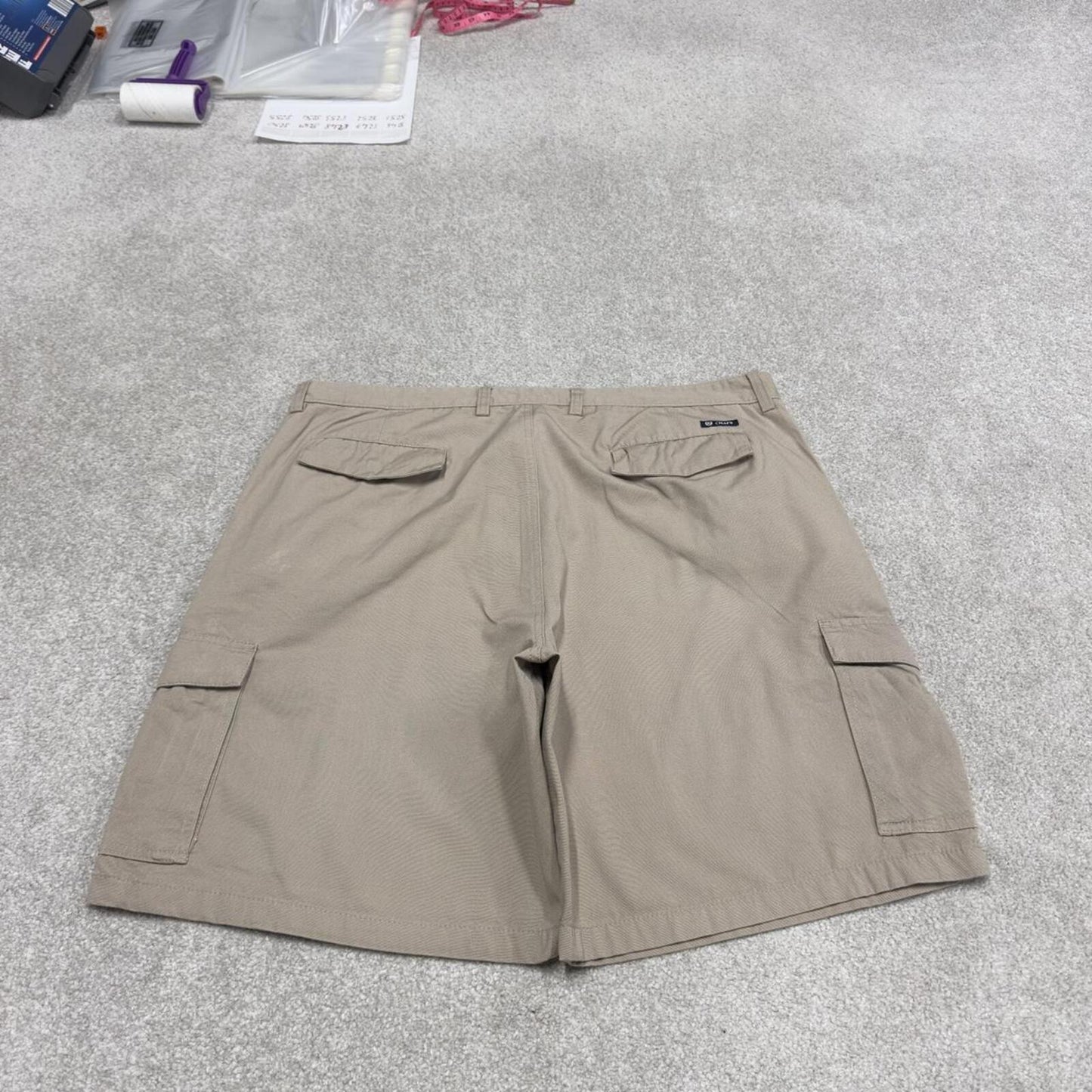 Y2K baggy Chaps cargo technical shorts beige W42 Wide leg chino utility hiking