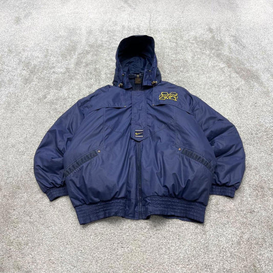 Vintage Y2K Nike Team Sports puffer jacket navy Padded full zip Nike Michigan boxy technical coat