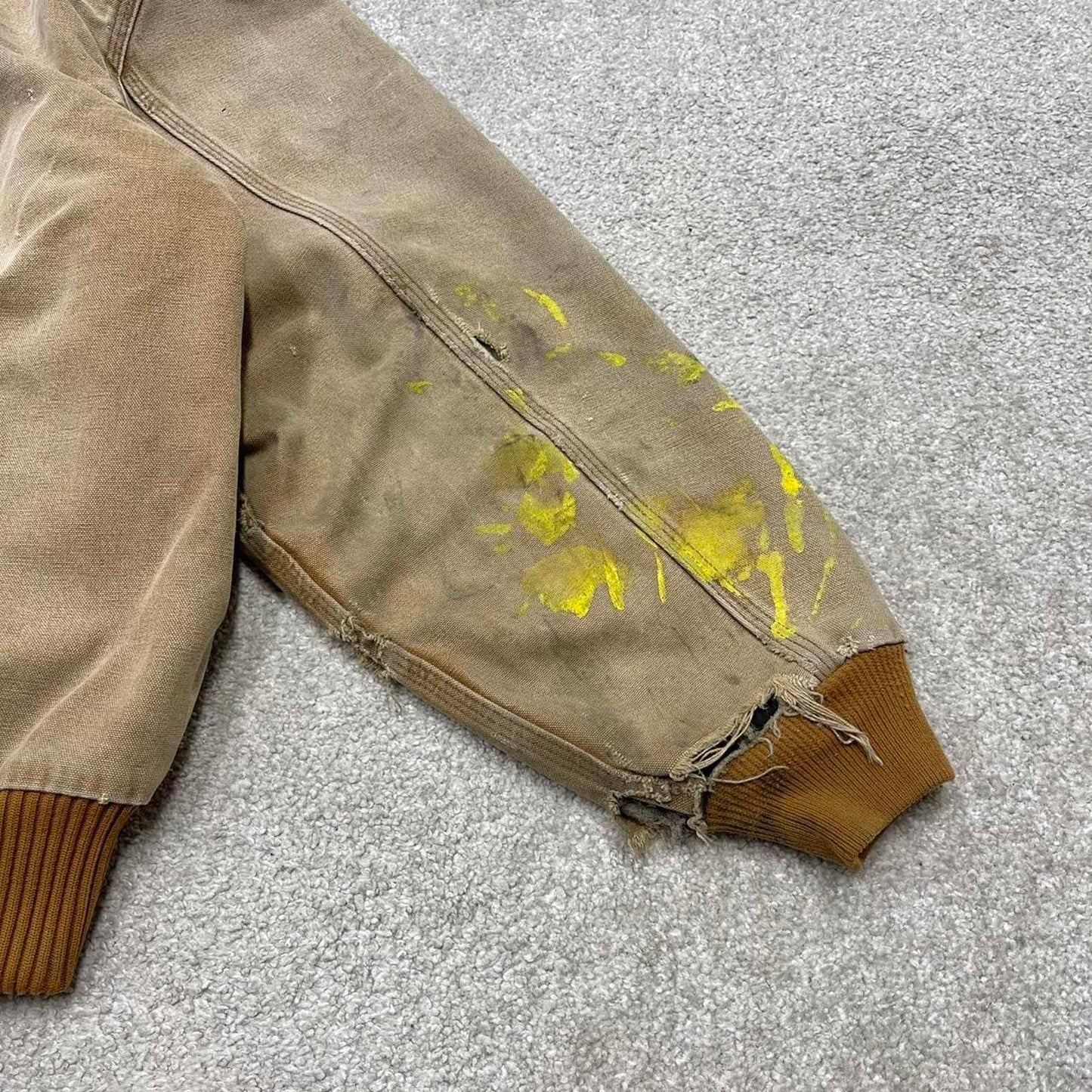 Vintage Carhartt hooded active jacket XL tan brown canvas 90s style skater bomber workwear