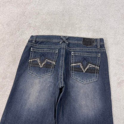 Blue Xtreme Couture jeans W36L30 blue loose y2k 00s style jeans embroidered stitch detail