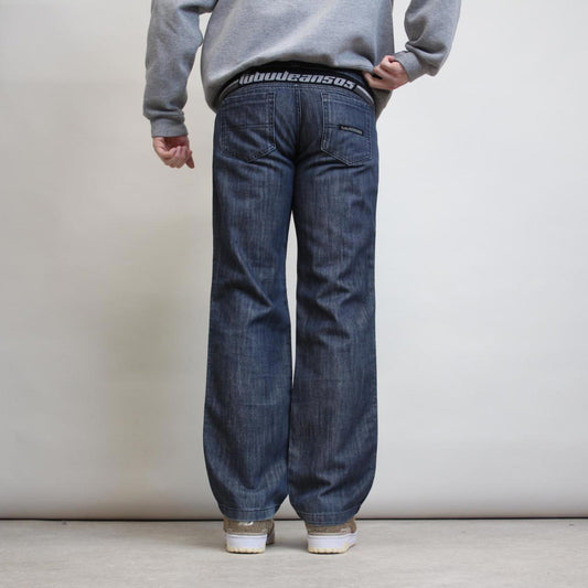 Blue Fubu jeans W30L32 denim y2k hip hop pants elasticated detail embroidered design