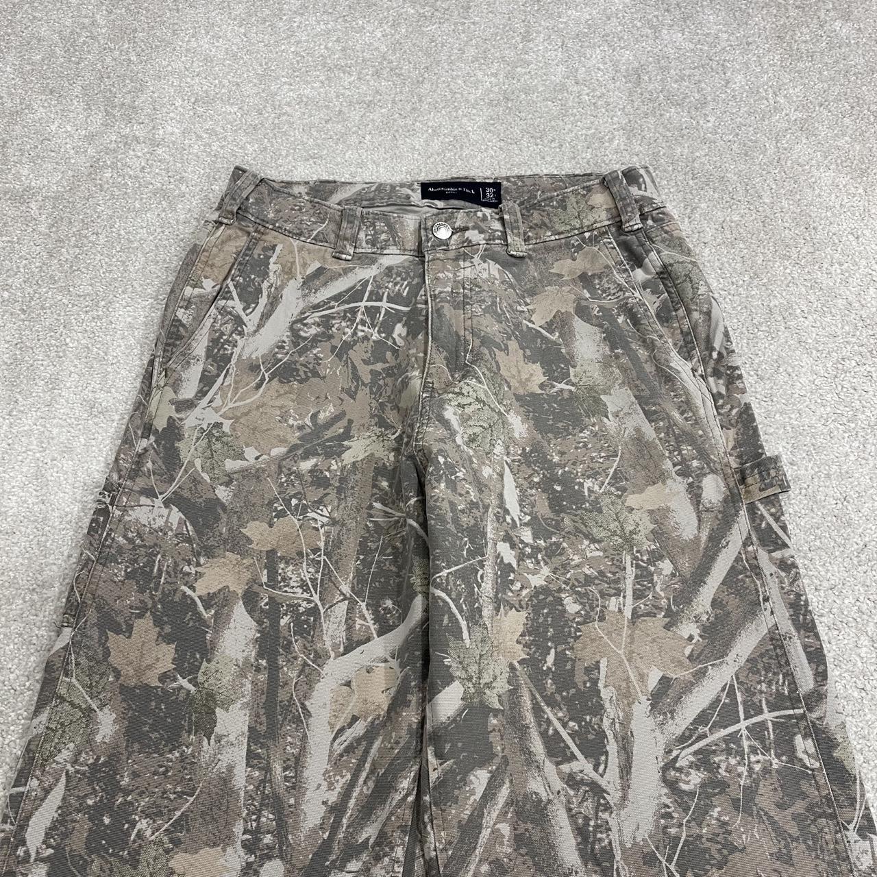 Baggy camo carpenter jeans y2k grey Abercrombie & Fitch baggy fit wide leg camouflage cargo pants