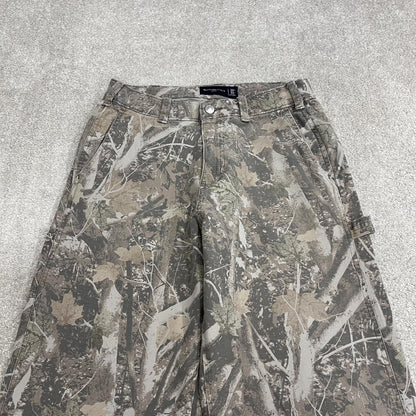 Baggy camo carpenter jeans y2k grey Abercrombie & Fitch baggy fit wide leg camouflage cargo pants