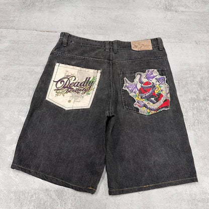 Grey Raw Blue Denim Jorts W36