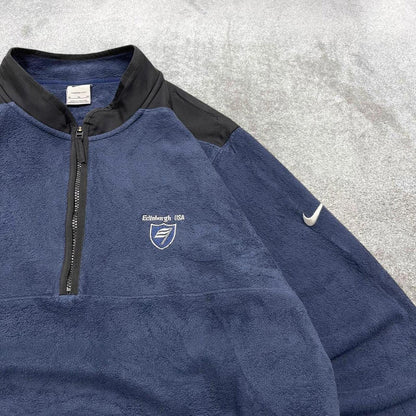 00s Nike technical fleece XL navy embroidered swoosh logo quarter zip pullover autumn y2k style