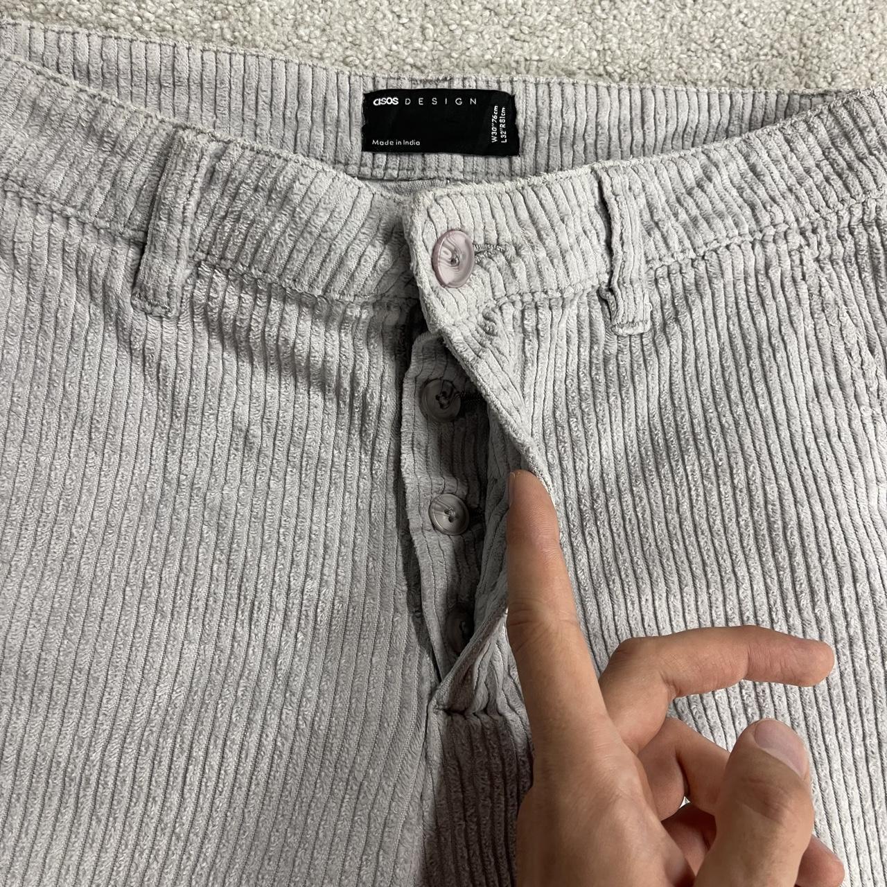 Wide wale corduroy pants loose grey Asos chunky jumbo cord trousers 100% cotton