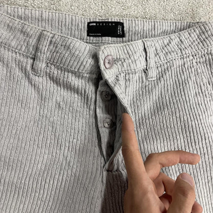 Wide wale corduroy pants loose grey Asos chunky jumbo cord trousers 100% cotton