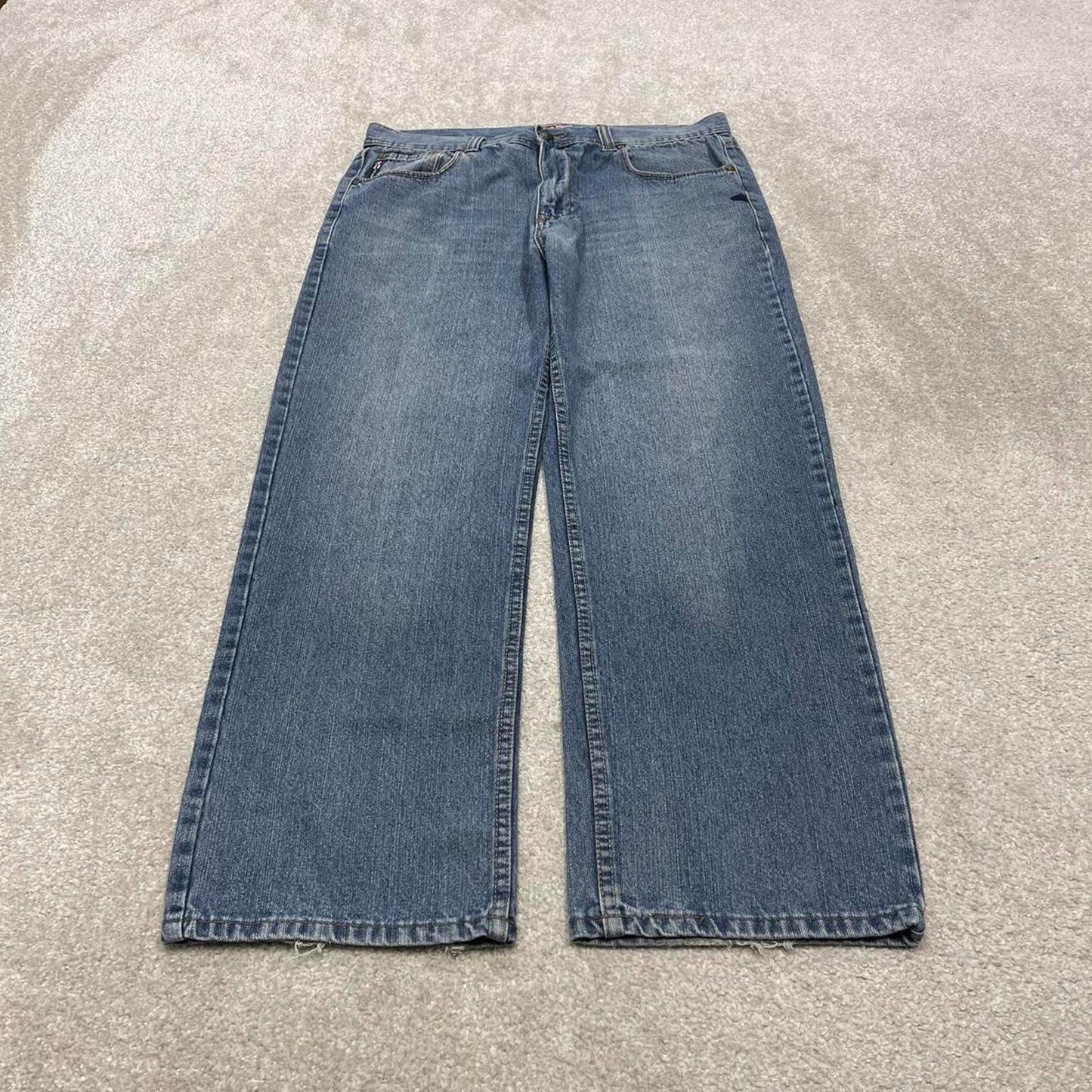 90s y2k Phat Farm jeans W36L32 loose blue denim embroidered skate style hip hop pants