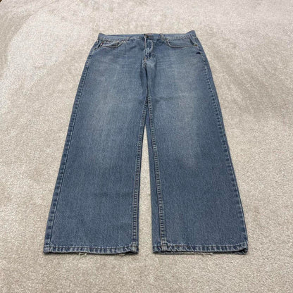 90s y2k Phat Farm jeans W36L32 loose blue denim embroidered skate style hip hop pants