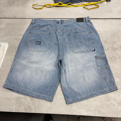 Baggy Enyce jean shorts W38 denim skater style denim shorts patch logo