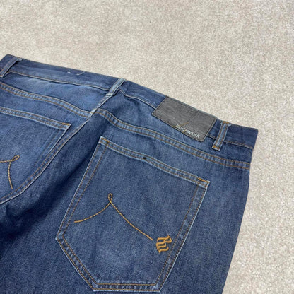 Vintage y2k embroidered Rocawear jeans blue Casual style 5 pocket straight leg denim pants