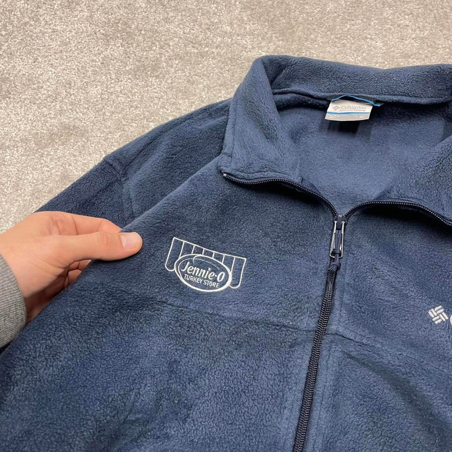 00s Columbia technical fleece XL men's navy full zip up y2k style autumn adjustable waist