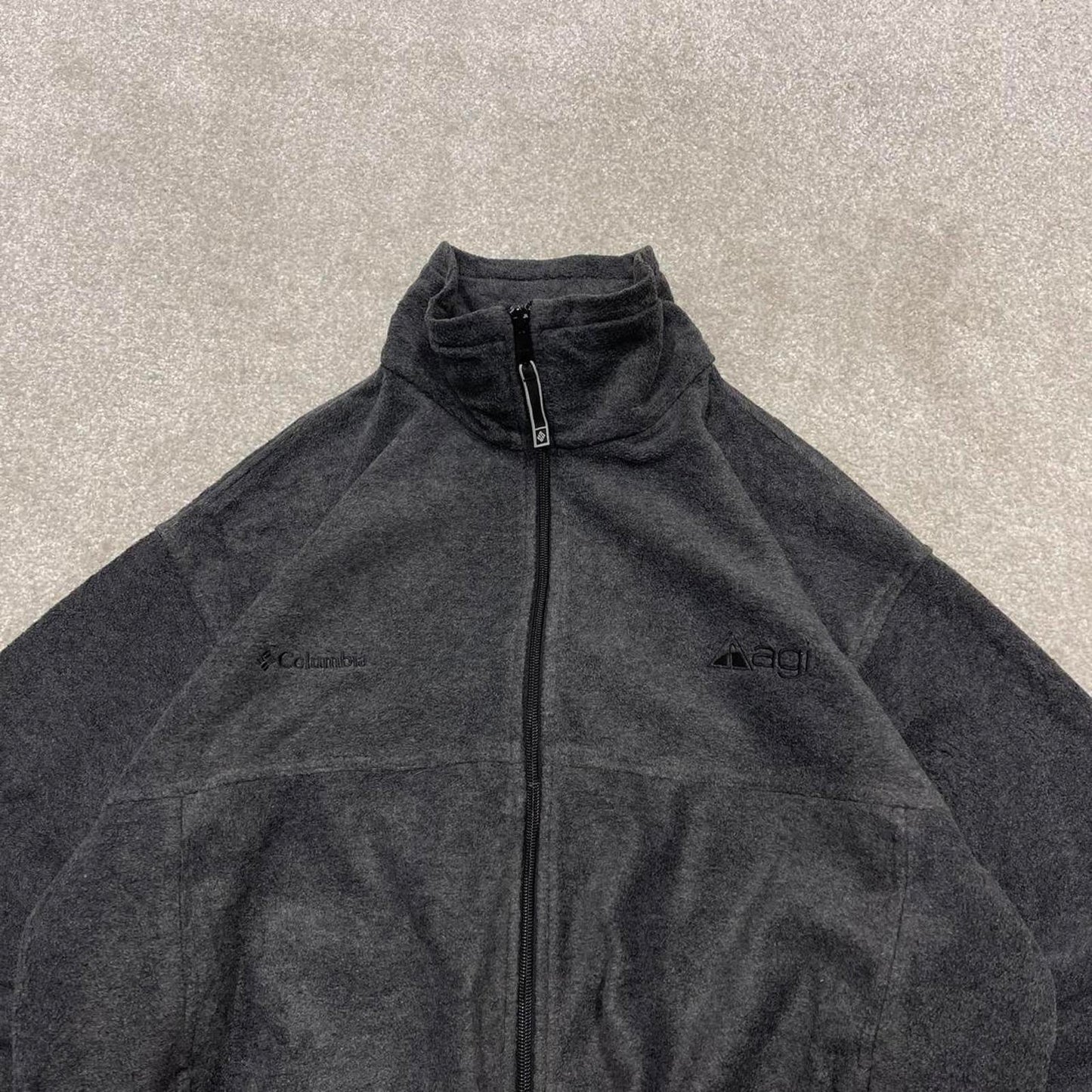 Grey Columbia technical fleece Large men's y2k style full zip up autumn adjustable waist