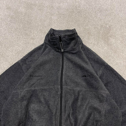 Grey Columbia technical fleece Large men's y2k style full zip up autumn adjustable waist