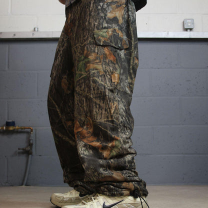 Vintage Realtree fleece khaki camo cargo pants XL thick fleece hunting utility trousers