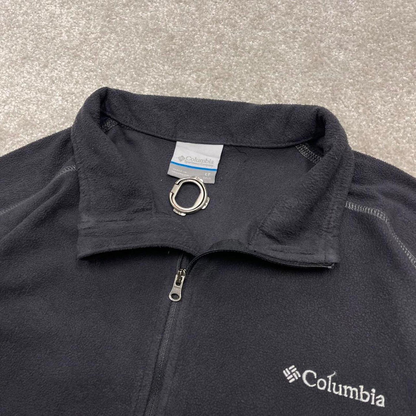 00s Columbia technical fleece L Tall men's black 1/4 zip up y2k style autumn casual outdoors
