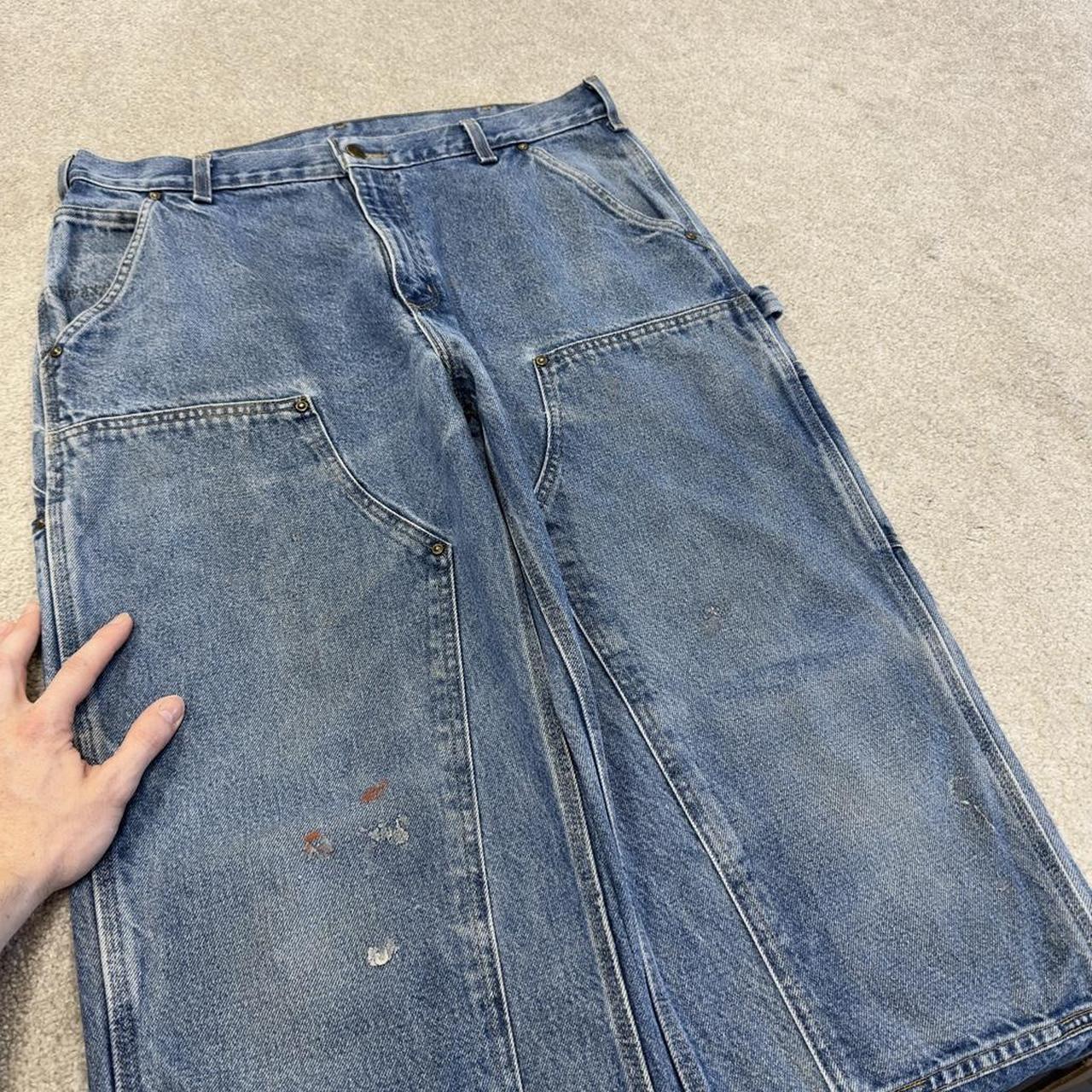 Carhartt double knee denim carpenter jeans blue Loose fit 100% cotton thick skater pants