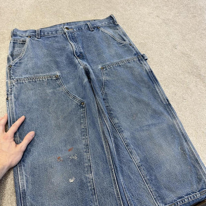 Carhartt double knee denim carpenter jeans blue Loose fit 100% cotton thick skater pants