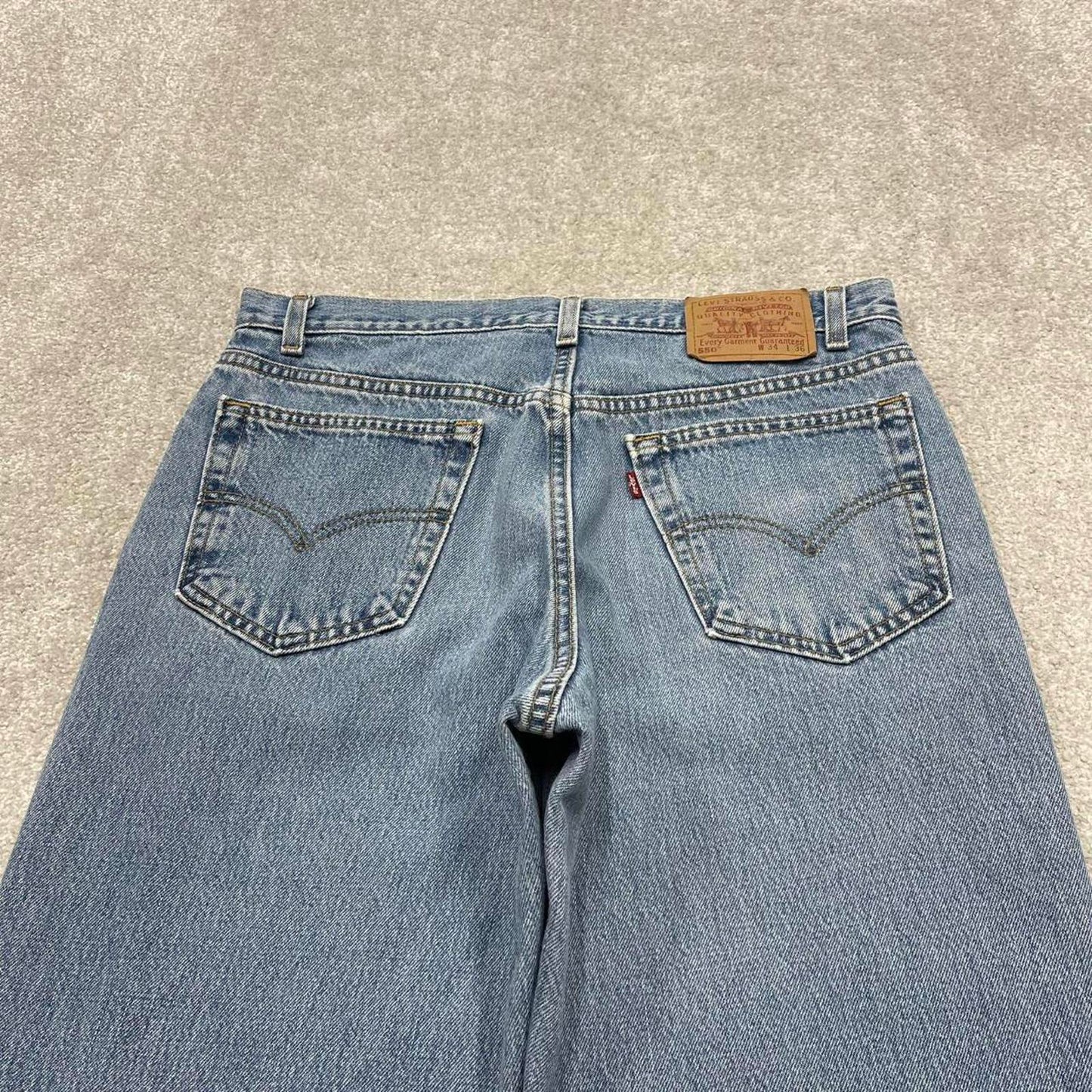 Y2K Levi’s 550 jeans wide leg blue Loose relaxed fit denim pants red tab logo