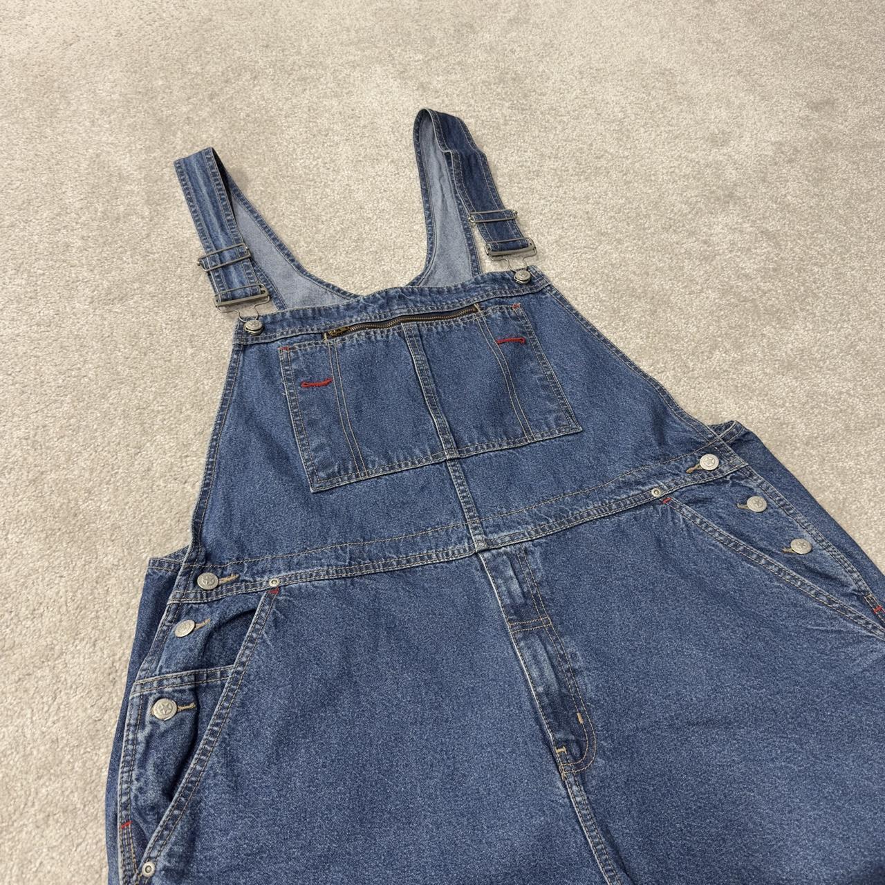 Denim baggy dungarees wide leg y2k blue Faded Glory workwear bib & brace overalls utility