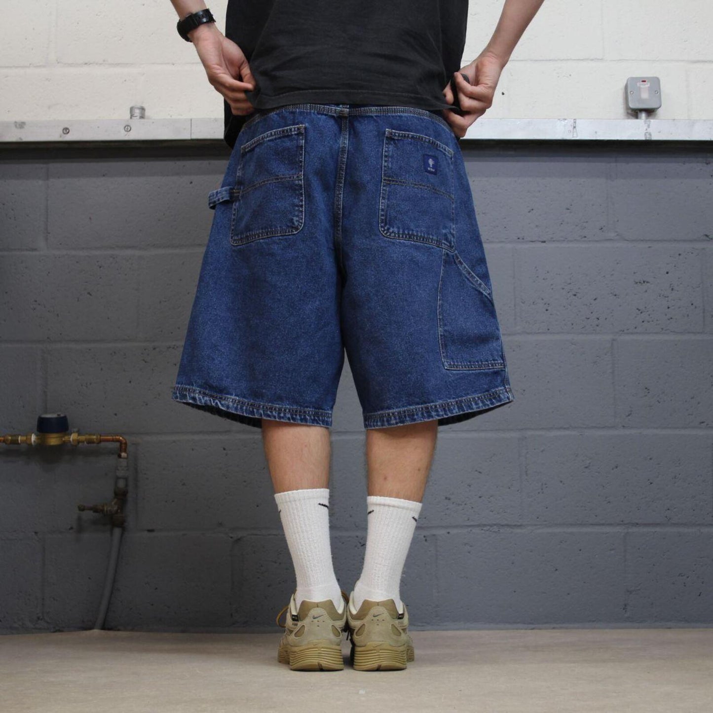 Baggy denim cargo shorts carpenter blue RK Brand loose skater style summer jorts