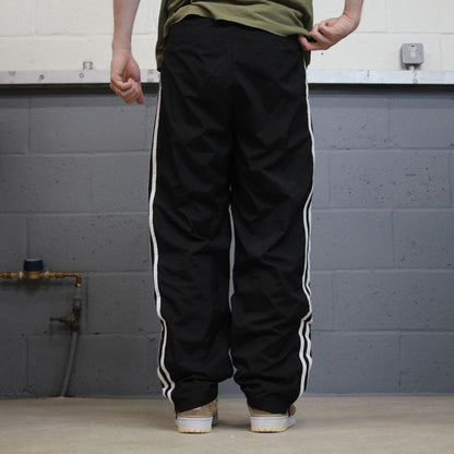 Y2K Adidas tracksuit bottoms loose black Embroidered soft lined side stripe track pants