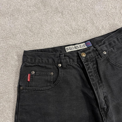 Bugle Boy black denim shorts y2k Loose fit summer festival jean shorts