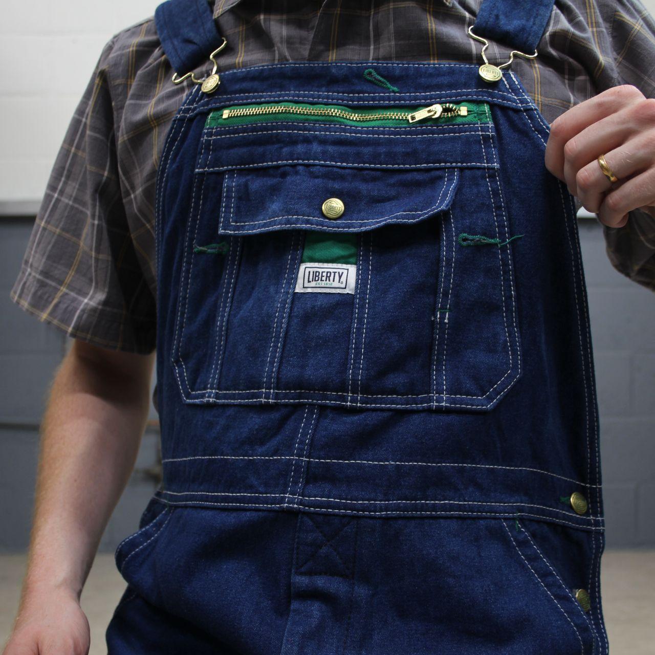 Liberty baggy dungarees denim overalls navy blue Vintage workwear bib & brace utility