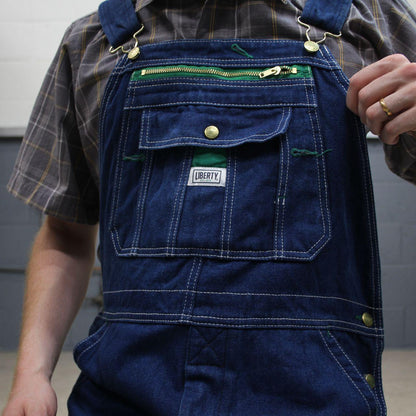 Liberty baggy dungarees denim overalls navy blue Vintage workwear bib & brace utility