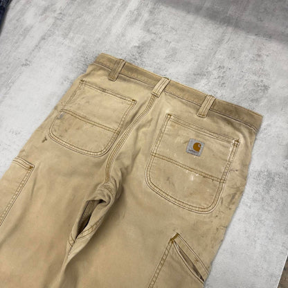 Mens Carhartt carpenter pants W32 L32 tan relaxed cargo skater trousers