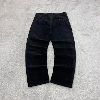 Black H&M wide wale corduroy trousers W32L30 loose pleated jumbo cord pants 90s skate style
