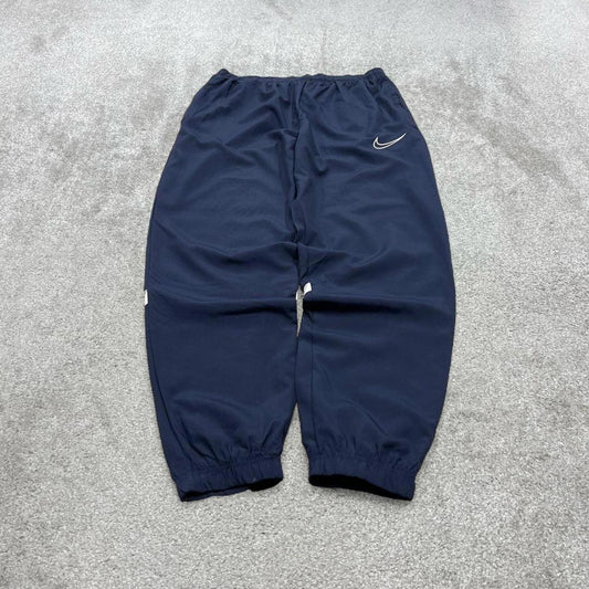 Vintage y2k Nike tracksuit bottoms navy Wide leg embroidered track pants cuffed ankles
