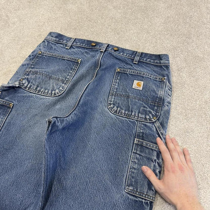 Carhartt double knee carpenter jeans denim blue Dungaree fit 100% cotton thick skater pants