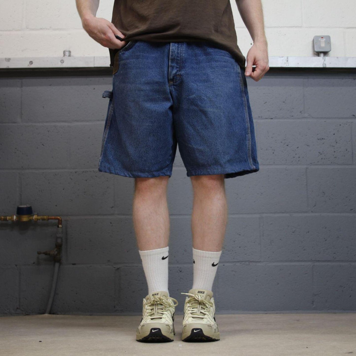 Wrangler Y2K denim carpenter shorts workwear blue Loose cargo 100% cotton jorts summer festival