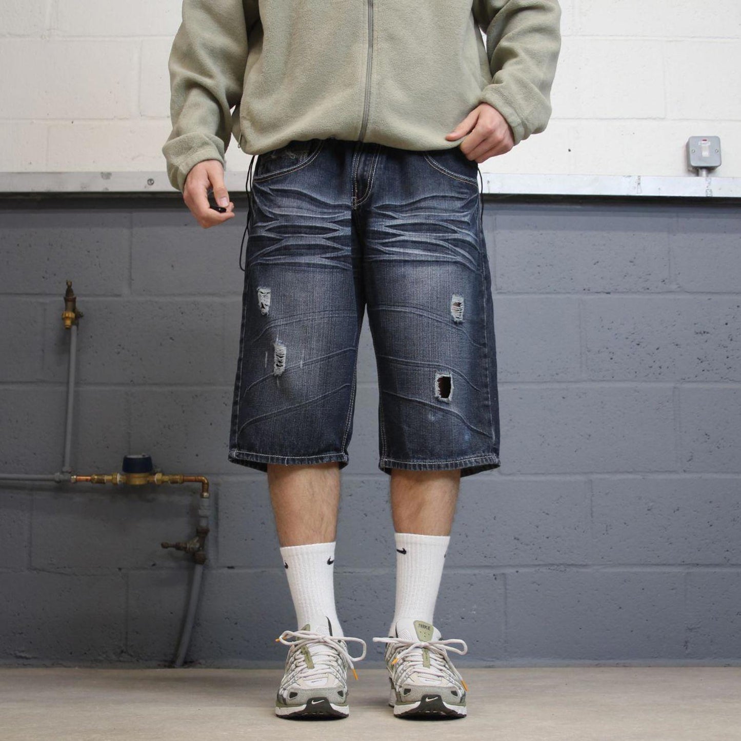 Vintage Y2k denim shorts skater style blue Agile long loose leg denim summer festival jorts
