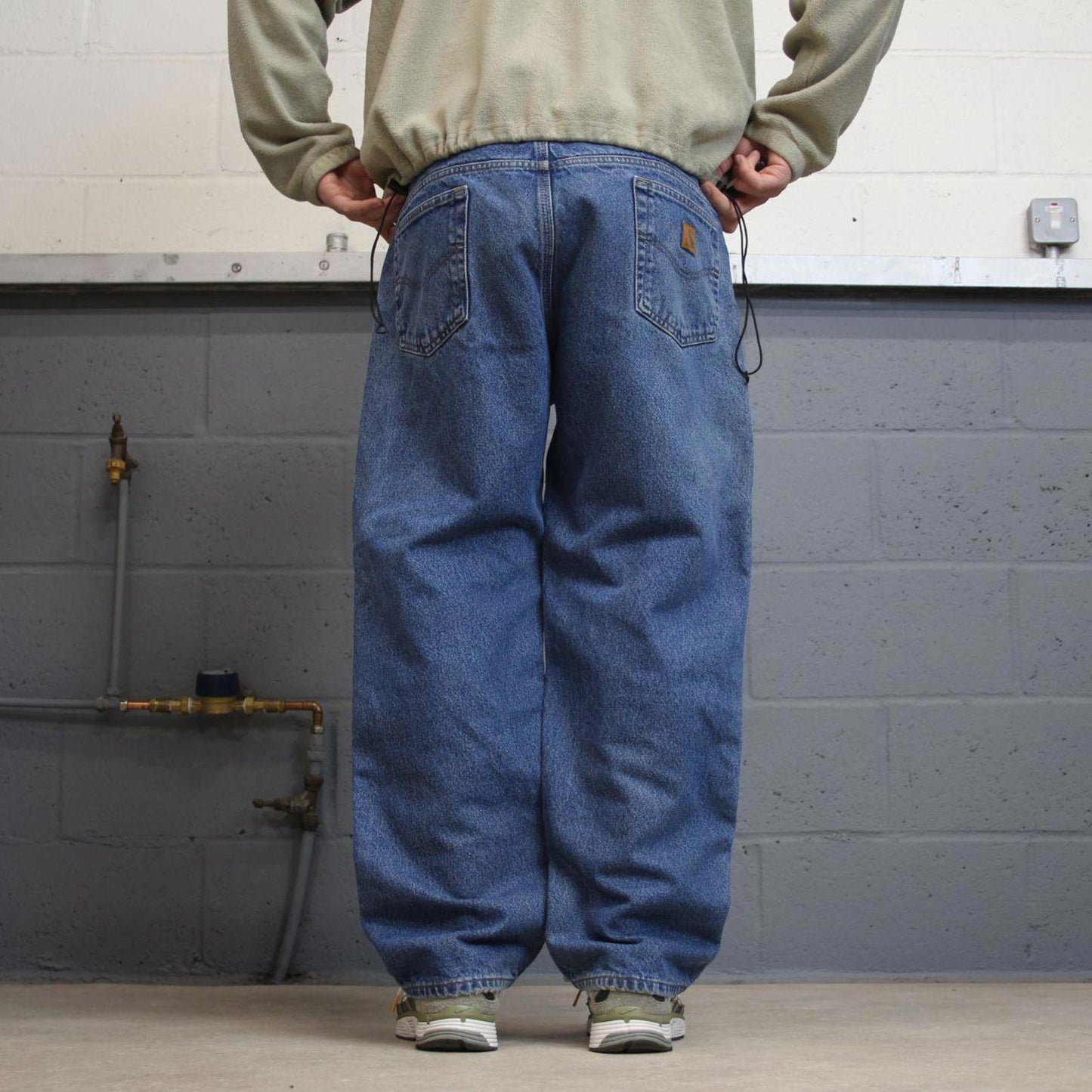 Vintage baggy Y2K Carhartt denim jeans blue Loose relaxed fit flannel lined skate style work pants