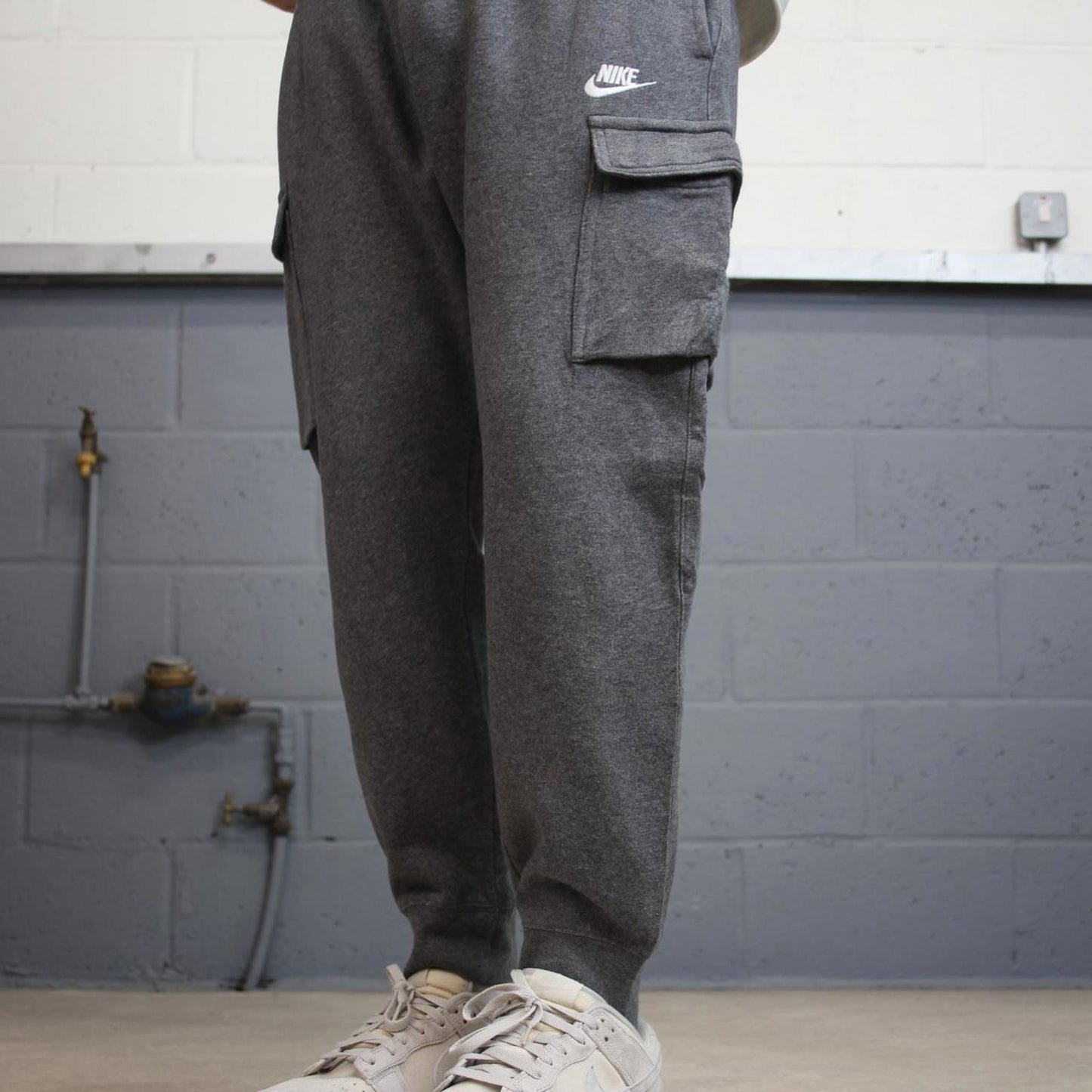 Y2k Grey Nike Cargo Joggers Medium Mens sweatpants embroidered logo