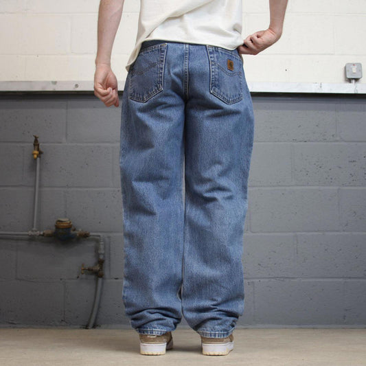 Blue Denim Carhartt jeans W35L32 90s style skater loose 5 pocket jeans
