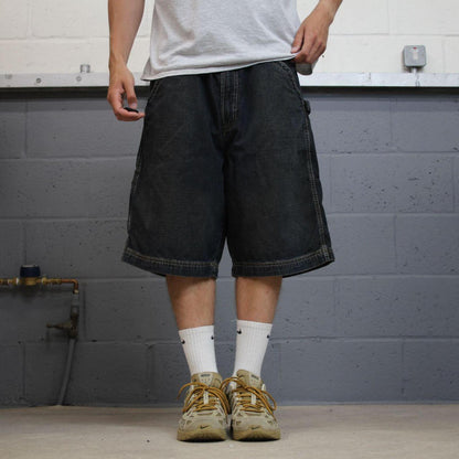 Baggy carpenter shorts denim cargo navy Old Navy Painter’s loose leg skater style surf jorts