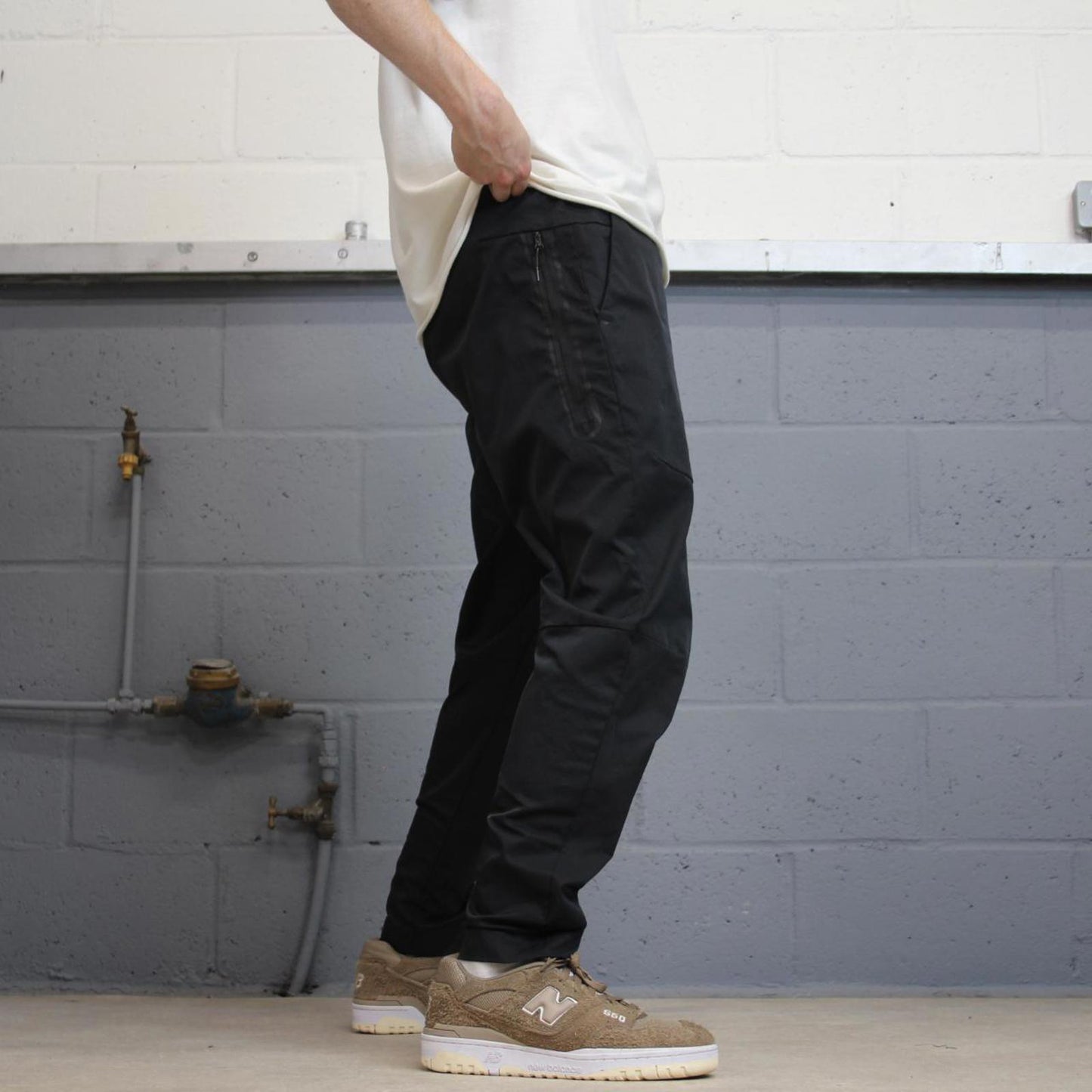 Black Nike Trackies M loose track pants print logo