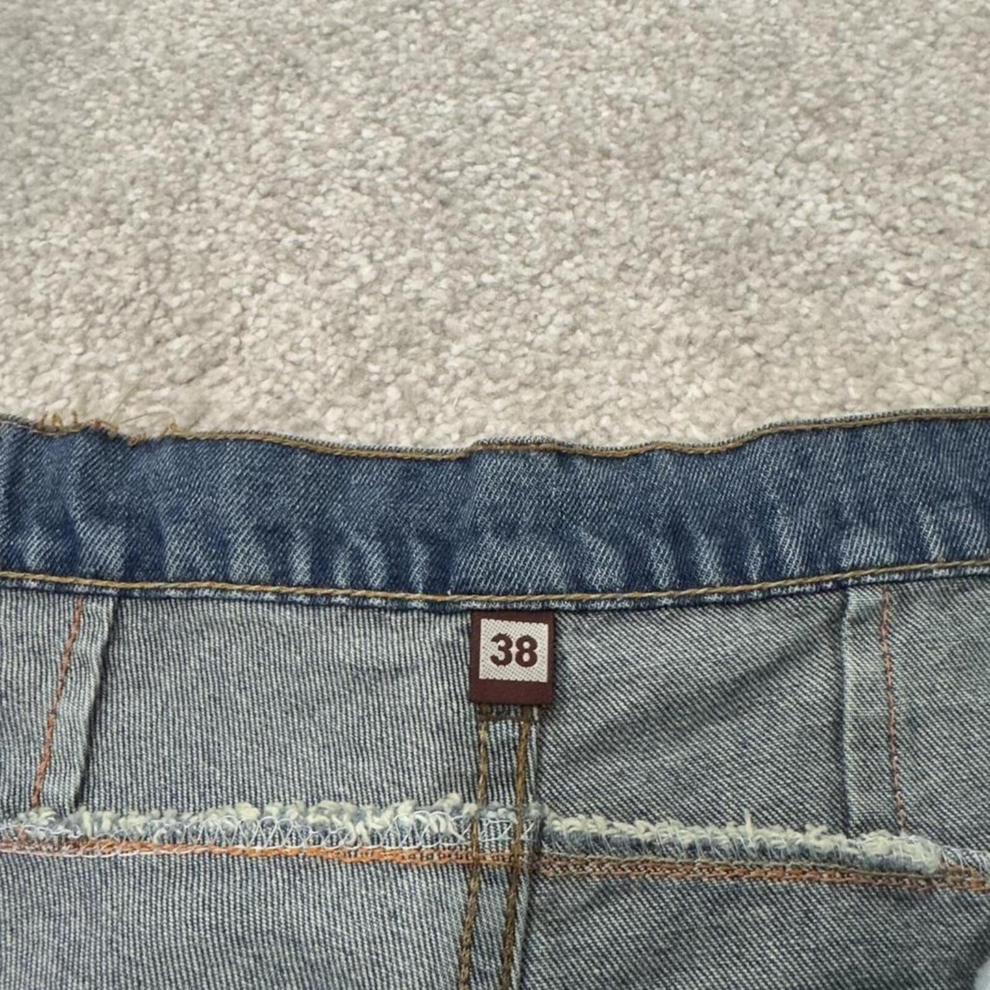 Y2K long baggy denim shorts blue Indigo denim skater style brand surf jorts