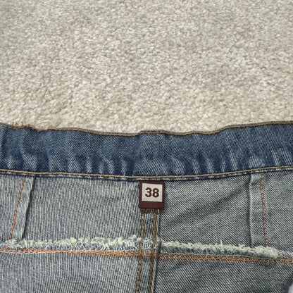 Y2K long baggy denim shorts blue Indigo denim skater style brand surf jorts
