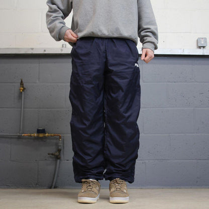 Vintage y2k Fila tracksuit bottoms navy Loose lined embroidered track pants