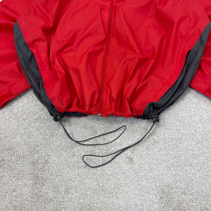 Red grey Columbia technical jacket XL men's y2k style unlined hooded adjustable windbreaker autumn