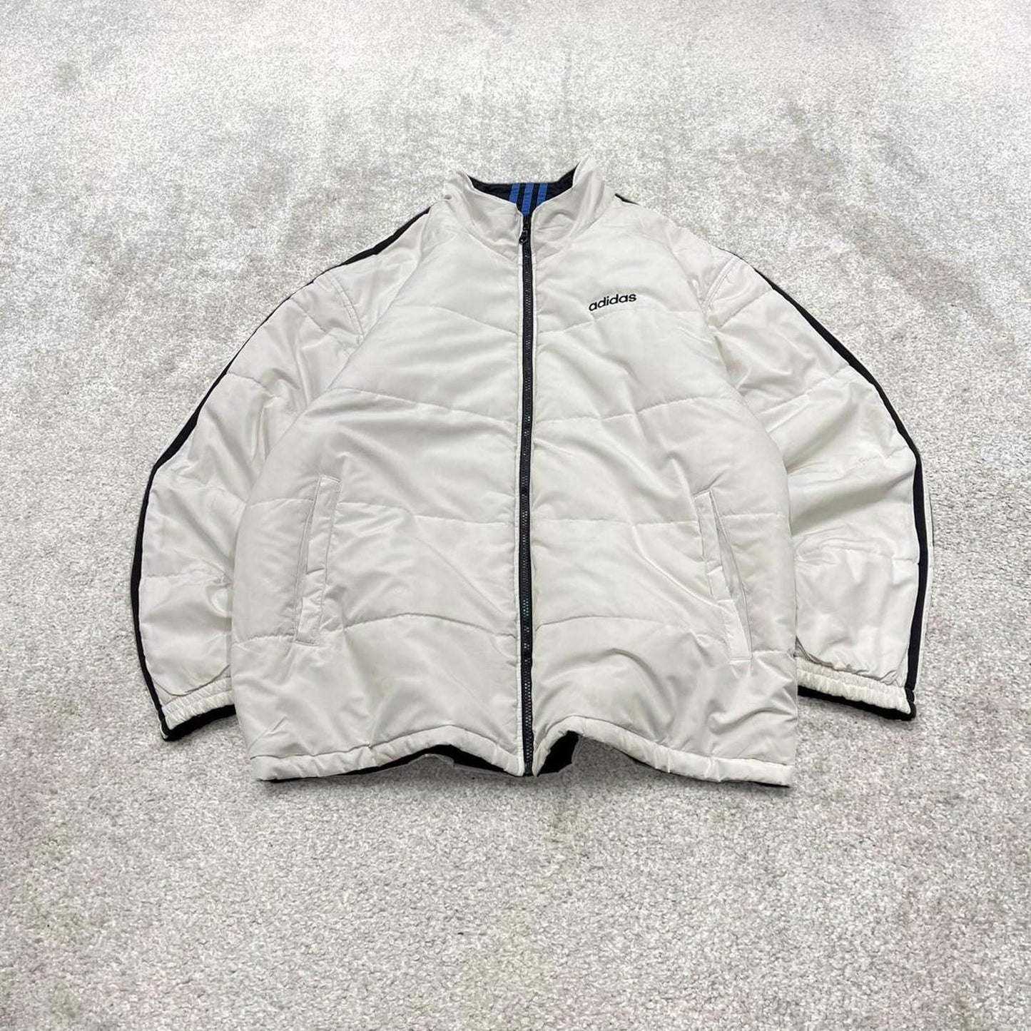Vintage Y2K adidas reversible windbreaker jacket Padded embroidered side stripe technical coat