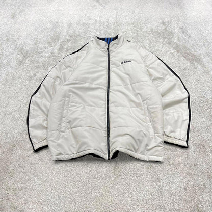 Vintage Y2K adidas reversible windbreaker jacket Padded embroidered side stripe technical coat