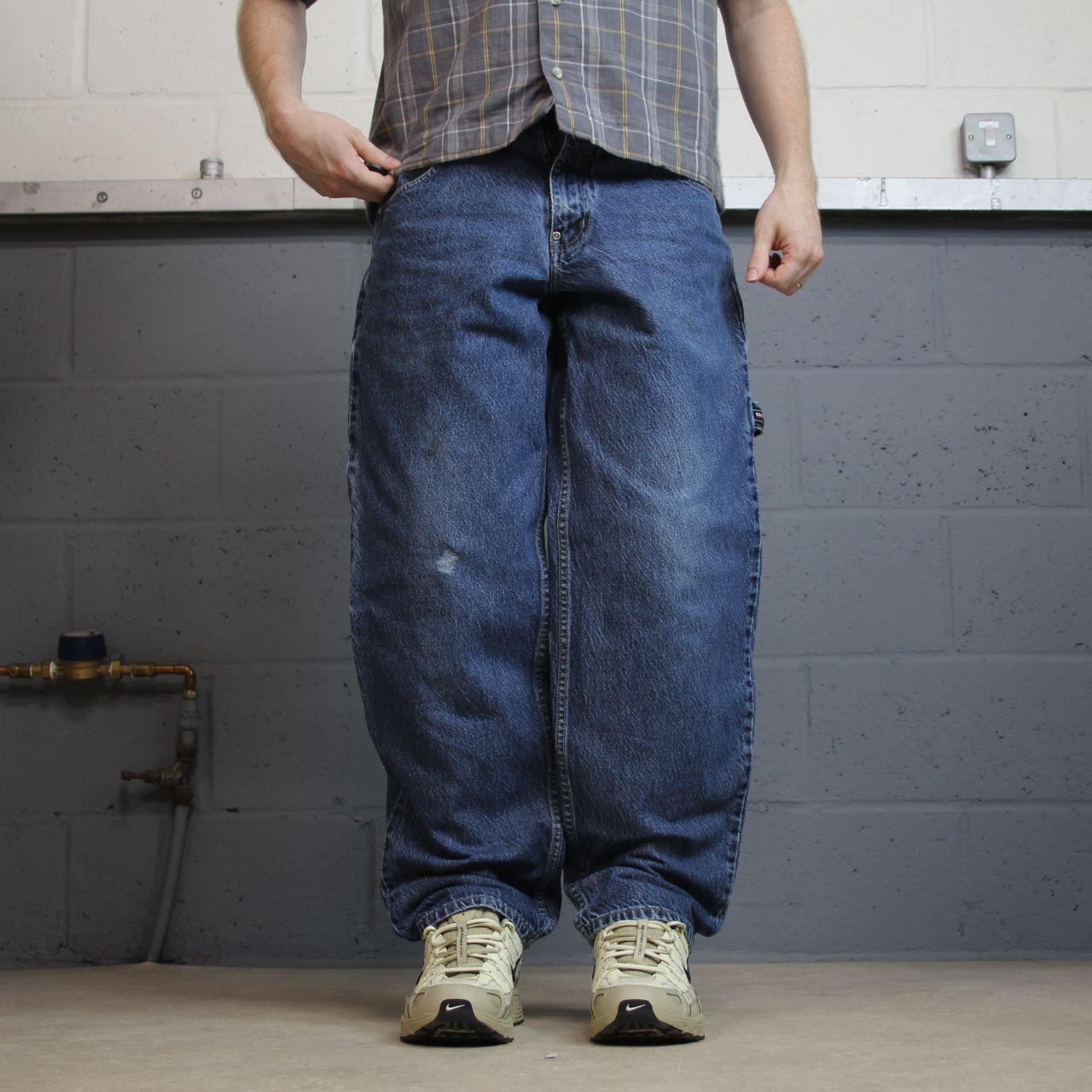 Baggy carpenter jeans y2k embroidered W32L32 blue Beverly Hills Polo Club denim cargo skater jeans