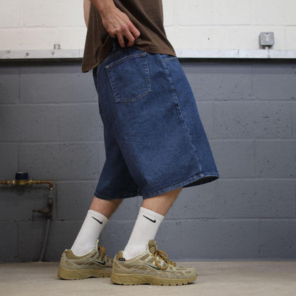 Wrangler baggy denim shorts blue Loose wide leg skater style jorts